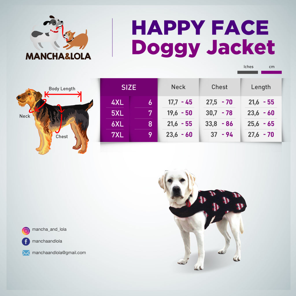 Black Chilly Dog Winter Coat Size Chart