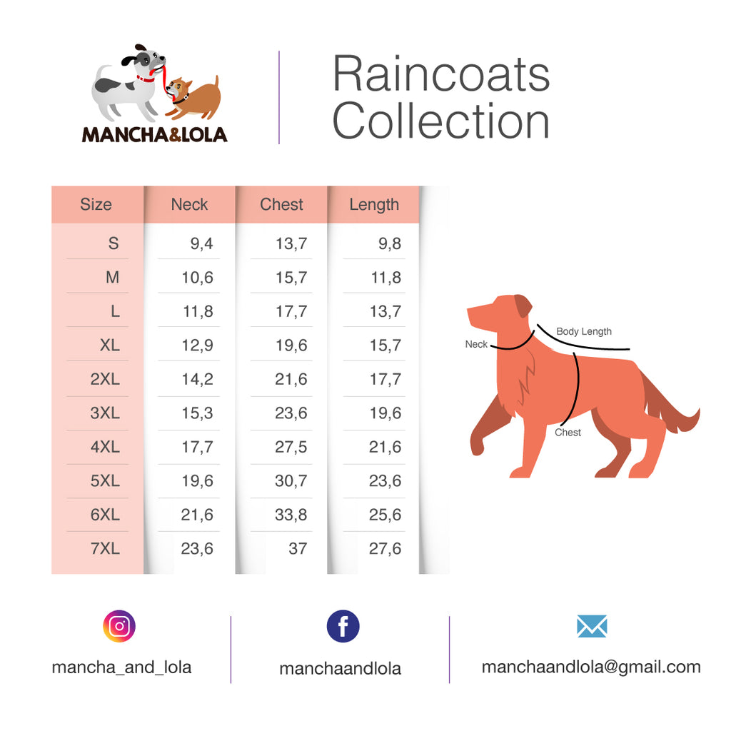 Raincoats Size Chart
