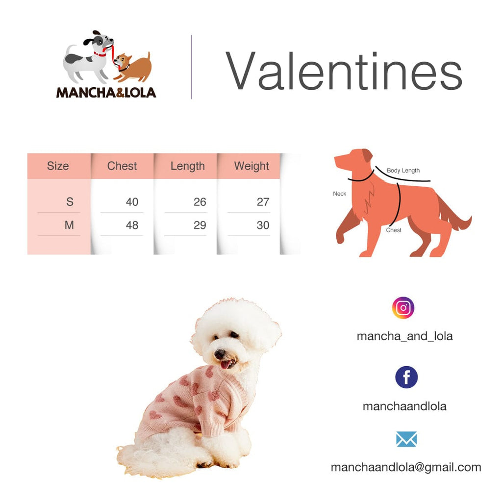 Valentine Dog Fall Cloth Size Chart